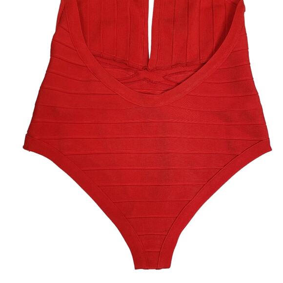 Boohoo Womens XL Bandage Plunge Sunsuit in Red NEW - Picture 10 of 16